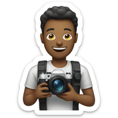 Men take picture with camera sticker