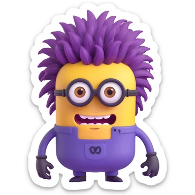 purple minion with crazy hair sticker
