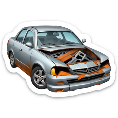crashed car sticker