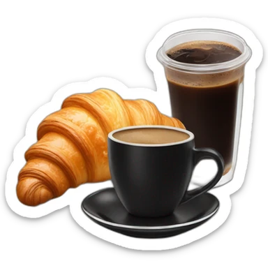 croissant and iced black coffee sticker
