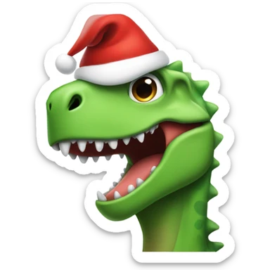 Dinosaur smile Santa hat flipping off sticker