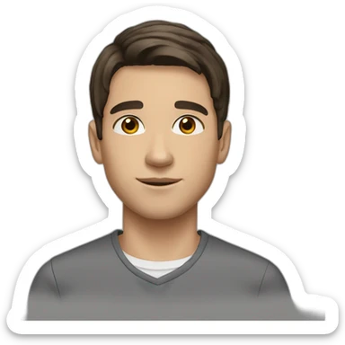 young white man dark brown straight hair brown eyes sticker