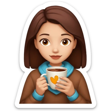 Home vibes, and girl with cacao in hands sticker