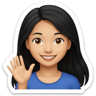 Philippines woman with long hair is enjoying  sticker