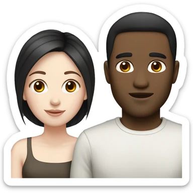 Couple with pale skin black hair sticker
