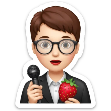 strawberry fruit be hand the mic glasses  sticker