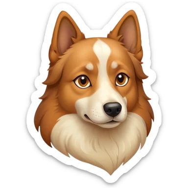 Cinematic Noble Domestic Dog Portrait Emoji, Poised and dignified, with a well-proportioned build and a neatly groomed coat of warm, inviting tones, expressive eyes radiating loyalty and wisdom, Simplified yet sharp and sophisticated features, highly detailed, glowing with a soft, dignified glow, high shine, intelligent and steadfast, stylized with an air of understated charm, focused and attentive, soft glowing outline, capturing the essence of a watchful and confident domestic dog that feels as though it could step out of the screen with effortless authority! sticker