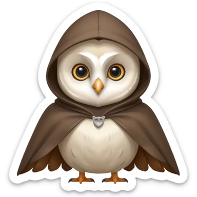 white barn owl in brown cloak sticker