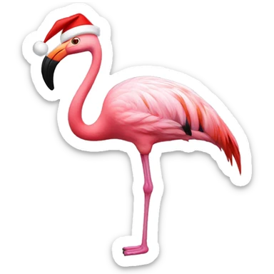 Flamingo wearing a Santa hat sticker