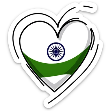 Indian flag in heart shape sticker