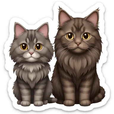 A dark brown Maine Coon cat and a Grey schottish fold sticker