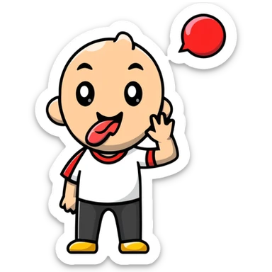 profile view of a man sticking his tongue out, facing left sticker