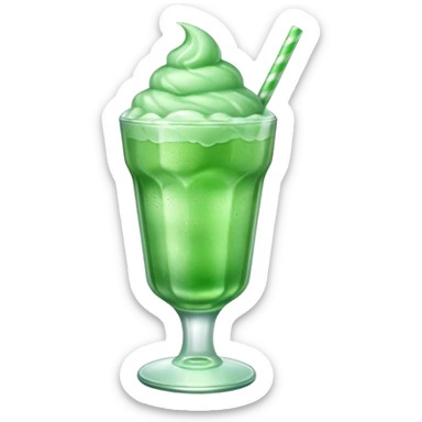 ice cream green soda on a glass with ice sticker