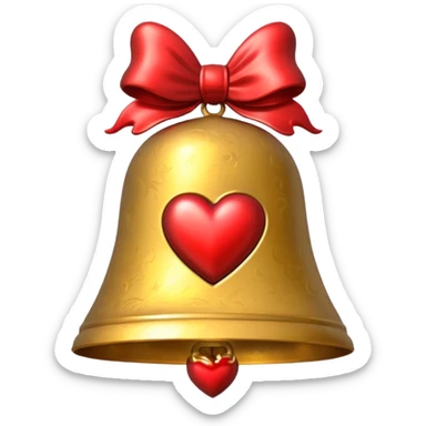 heart on gold Christmas bell sticker