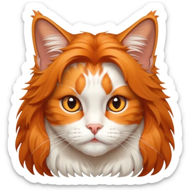 A cute Maine Coon cat crawled on the girl's head sticker