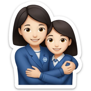 Asian girl hugging Jewish boy sticker