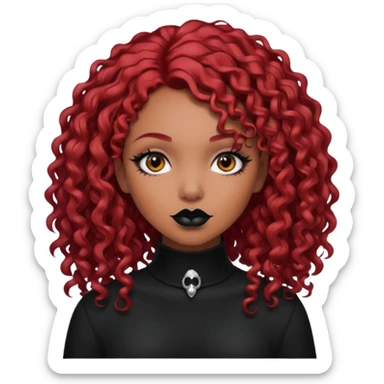 goth girl red hair cacheado médio pele parda sticker