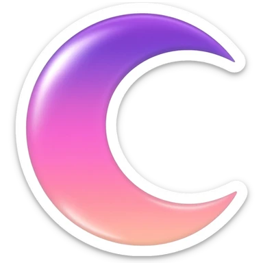 Shiny pastel rose-pink-lavender-violent-gradient crescent moon sunset aesthetic realistic real life scenery landscape sticker