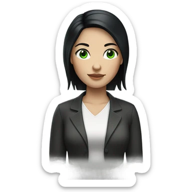 Woman black hair white green eyes sticker