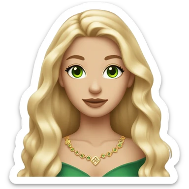gorgeous long blonde girl cat eye green eyes gold jewlery light skin sticker