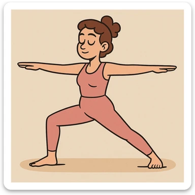 full body person doing yoga in a pink outfit, simple background, clear pose, calm and focused expression sticker
