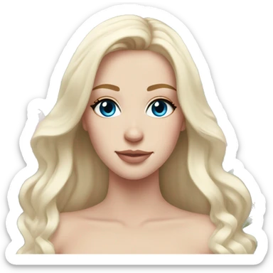 White bride with long light blonde hair and blue eyes with light pink peonies in hair white skin  sticker