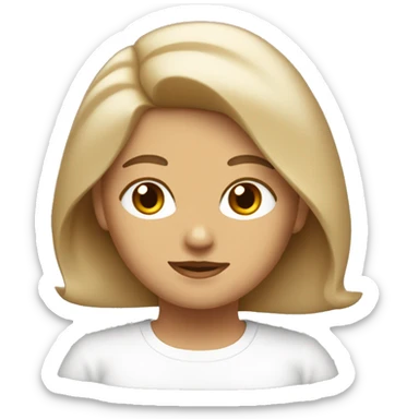 Gato blanco con una mujer cabello liso castaño  sticker