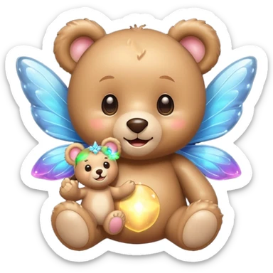 Teddy and fairy together sticker