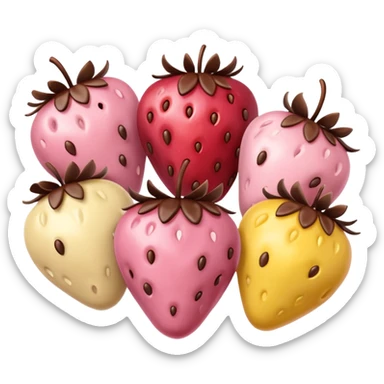Chocolate-covered strawberries in soft pink, beige and yellow pastel colors sticker