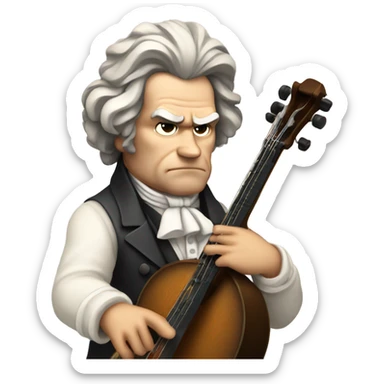 Beethoven looking stern holding banjo sticker
