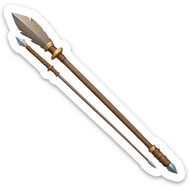 A long wooden spear with tightly lashed stone tip.











 sticker