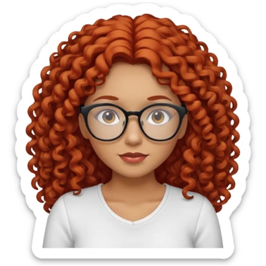 rizada peli roja , trigueña , con lentes y top blanco pelo largo  sticker