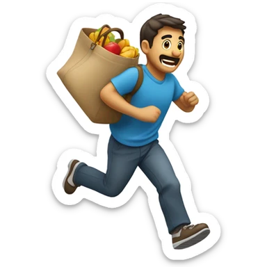 Ladrón corriendo con una bolsa sticker