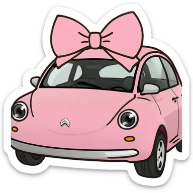 pink car with a bow  sticker
