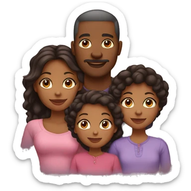 black family, mom, dad,teenage daughter, young daughter, twin girl toddlers sticker