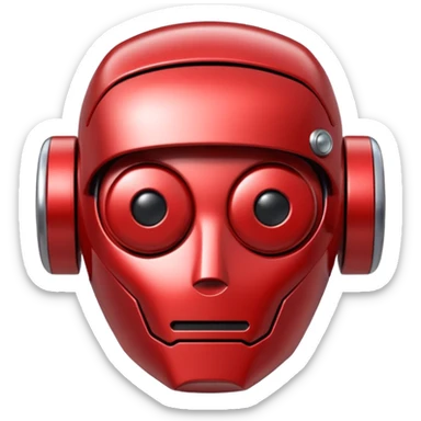 robot head next to a video play button sticker