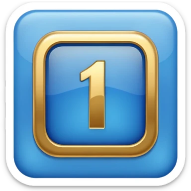 Make a square icon for a paid subscription, blue with gold and the number 1. sticker