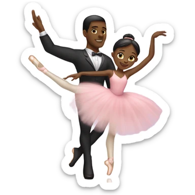 black male ballerina holding black femalw ballerina in the air sticker