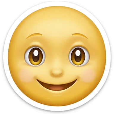 Emoji, yellow round smiling face, shy expression sticker