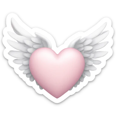 pastel pink heart with white wings sticker
