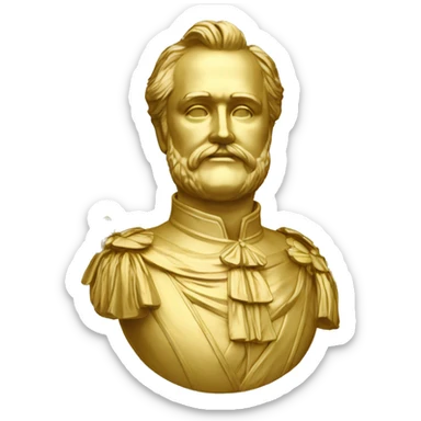 Laurel wreath Pedro II of Brazil golden statue sticker