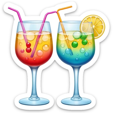 two realistic glasses of cocktail in emoji style sticker