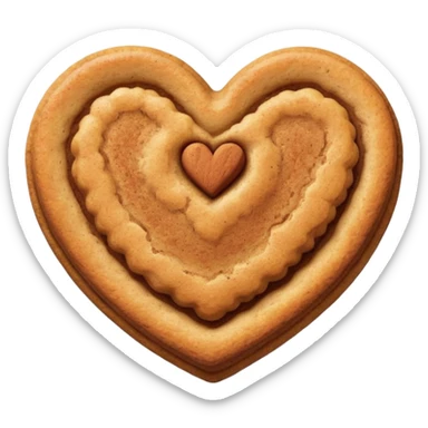 snicker doodle cookie with cinnamon powder on top in a heart shape cookie sticker