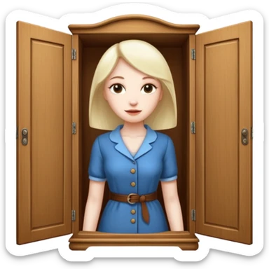 A character from the fairy tale Beauty and the Beast: the lady who was turned into a wardrobe by magic. She retains the wardrobe's original form and has an anthropomorphic face. sticker