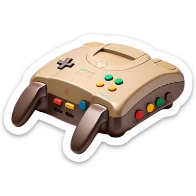 Clash of Clans aesthetic: Cinematic Playful Nintendo 64 Console Portrait Emoji, rendered in a 3D vector-style similar to standard emojis with minimal shading and bold, simplified shapes. A compact, distinct form with signature details, softly glowing with a nostalgic gaming charm. Simplified yet unmistakably iconic, highly detailed and consistent, glowing with a soft radiance and high shine. Stylized with a touch of retro gaming magic and a soft glowing outline, capturing the essence of a beloved gaming relic with a friendly, playful manner! sticker