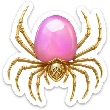 Hot pink Opal crystal spider gold limbs sticker