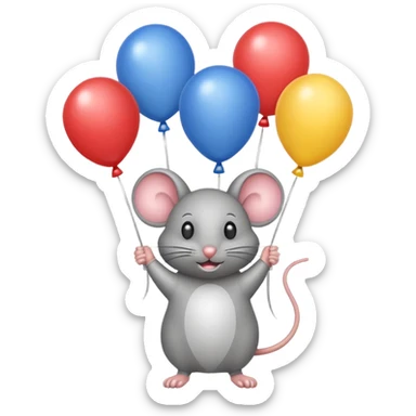 mouse holding balloons sticker