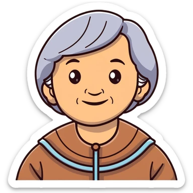 warm smiling grandmother with straight hair and brown eyes sticker