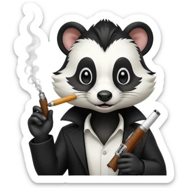 skunk smoking a cigarette with a gun sticker