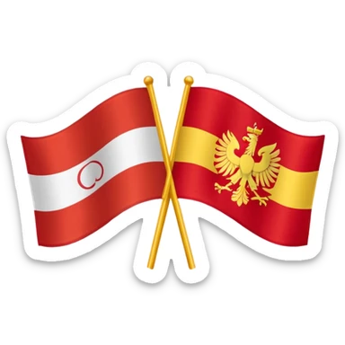 a flat flag that is split down the middle of half the polish flag and half the macedonian flag sticker